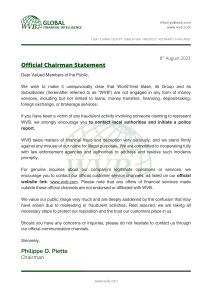 WVB Chairman Statement